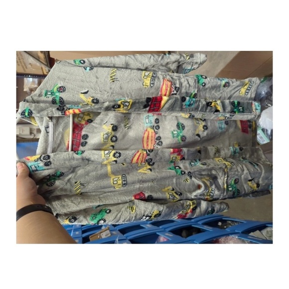 Kids Construction Print Hooded Robe - Picture 3 of 4